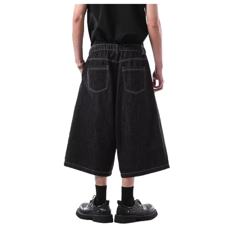Traper kratke hlače unisex, dizajn blokova, opuštene krojenje, cropped dužina, ljeto, pamuk i poliester mješavina
