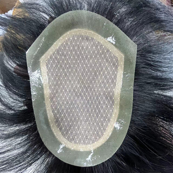 Perucă bărbătească țesută manual, scurtă, din păr natural, respirabilă; înlocuire a părului; poate fi vopsită și supusă permului