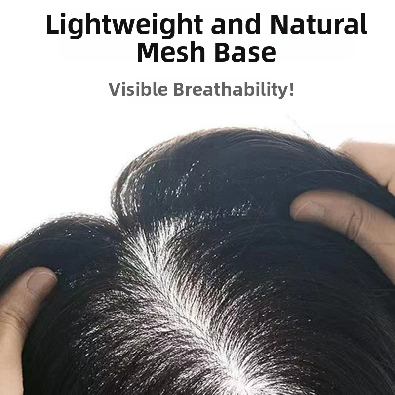 Perucă bărbătească țesută manual, scurtă, din păr natural, respirabilă; înlocuire a părului; poate fi vopsită și supusă permului