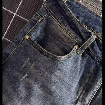 Șorturi jean pentru bărbați din bumbac, talie medie, croială conică, închidere cu nasturi, design cu cinci buzunare