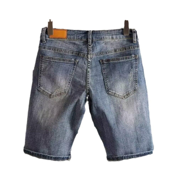 Șorturi jean pentru bărbați din bumbac, talie medie, croială conică, închidere cu nasturi, design cu cinci buzunare