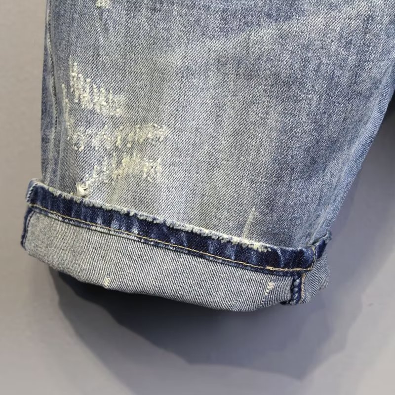 Traper kratke hlače dužine pet inča, 60% pamuk, mikroelastičnost, korejski stil, slobodan kroj.