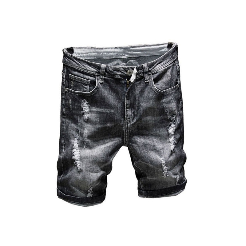 Muške kratke hlače od denima s distresiranom efektom, korejskog stila, casual, straight kroj, denim tkanina 69% pamuka