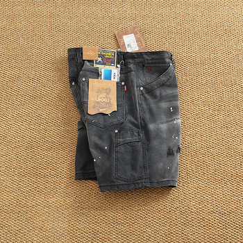 Férfi lumberjack cargo rövidnadrág, vintage stílus, pamutkeverékből, capri hossz, egyenes szabás, mikroelasztikusság, nyár 2025 kiadás