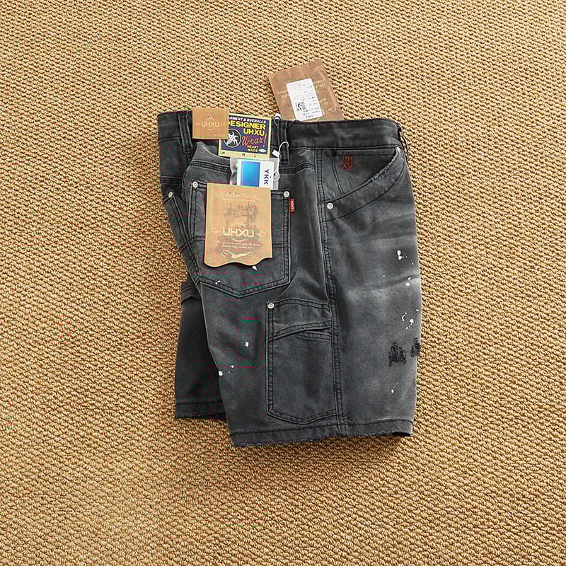 Férfi lumberjack cargo rövidnadrág, vintage stílus, pamutkeverékből, capri hossz, egyenes szabás, mikroelasztikusság, nyár 2025 kiadás