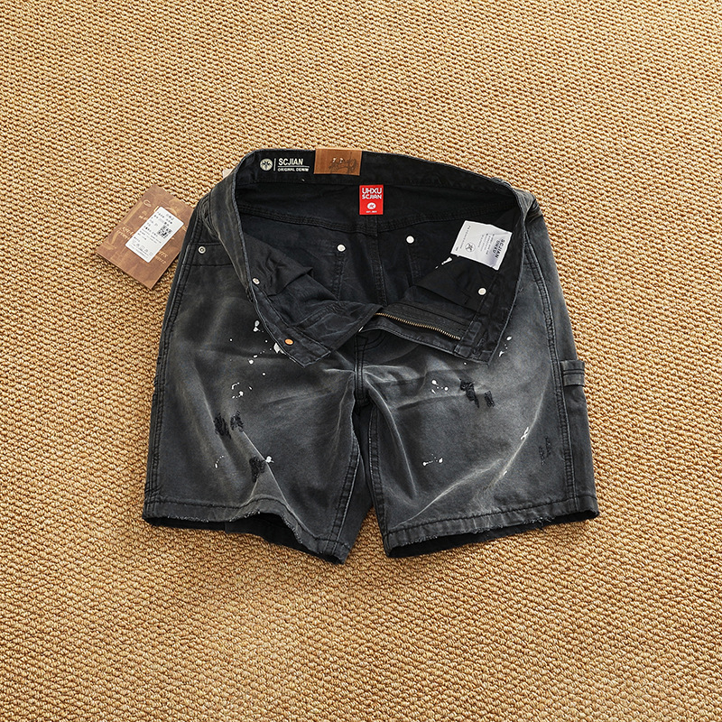 Férfi lumberjack cargo rövidnadrág, vintage stílus, pamutkeverékből, capri hossz, egyenes szabás, mikroelasztikusság, nyár 2025 kiadás