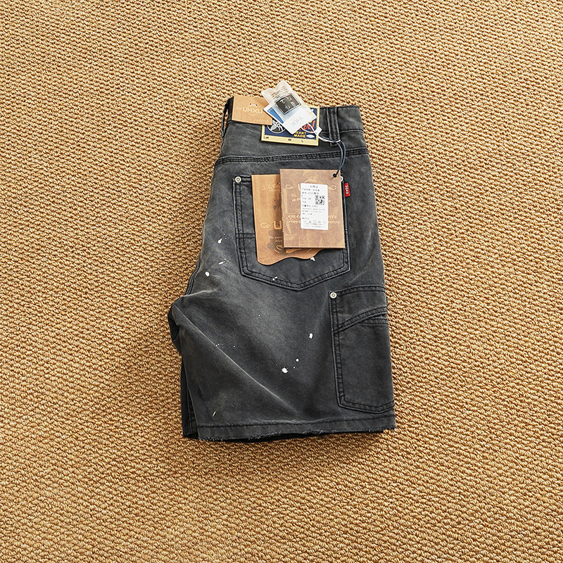 Férfi lumberjack cargo rövidnadrág, vintage stílus, pamutkeverékből, capri hossz, egyenes szabás, mikroelasztikusság, nyár 2025 kiadás