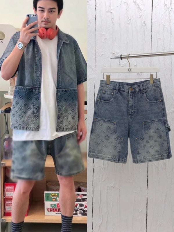 Unisex denim šorc za radnu odjeću – korejski stil, ravni kroj, mikroelastičnost, ljeto 2025
