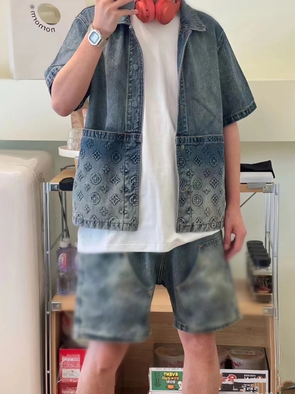Unisex denim šorc za radnu odjeću – korejski stil, ravni kroj, mikroelastičnost, ljeto 2025