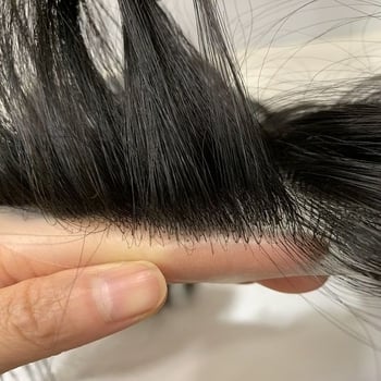 Patch za liniju kose čela, ultra tanak, nevidljiv, ručno pleten, prirodna kosa, M-oblik linije