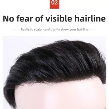 Patch za liniju kose čela, ultra tanak, nevidljiv, ručno pleten, prirodna kosa, M-oblik linije