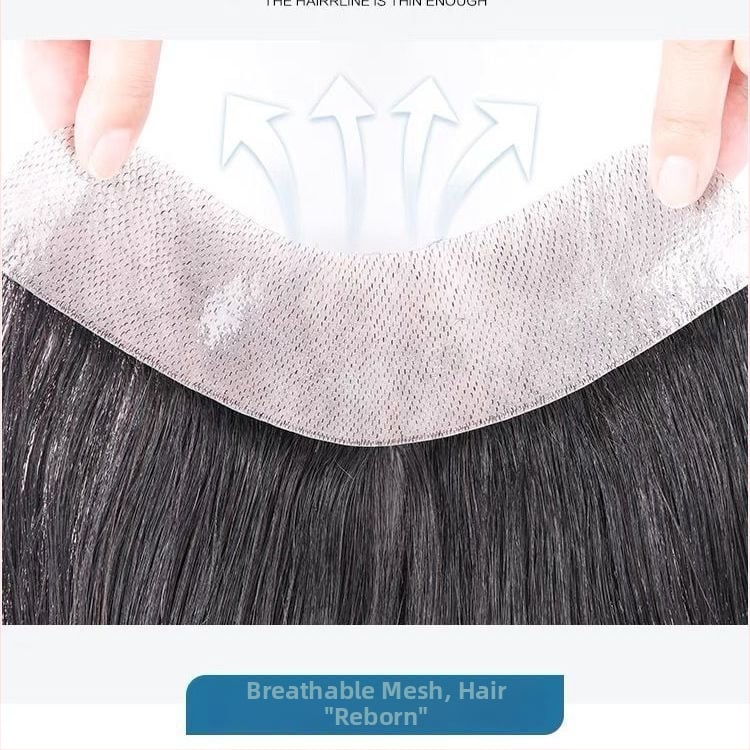 Patch za liniju kose čela, ultra tanak, nevidljiv, ručno pleten, prirodna kosa, M-oblik linije
