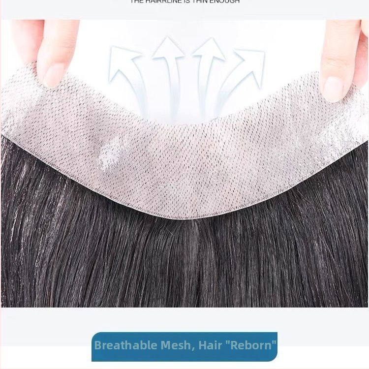 Patch za liniju kose čela, ultra tanak, nevidljiv, ručno pleten, prirodna kosa, M-oblik linije