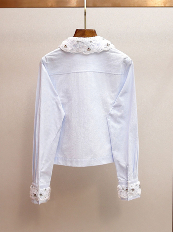 Μπλούζα BALISGA από πολυεστέρα, ριγέ σχέδιο, μακριά μανίκια, μικρή γιακά, άνετη εφαρμογή