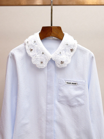 Μπλούζα BALISGA από πολυεστέρα, ριγέ σχέδιο, μακριά μανίκια, μικρή γιακά, άνετη εφαρμογή