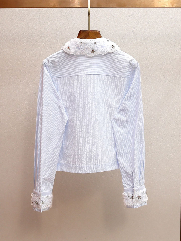 Μπλούζα BALISGA από πολυεστέρα, ριγέ σχέδιο, μακριά μανίκια, μικρή γιακά, άνετη εφαρμογή