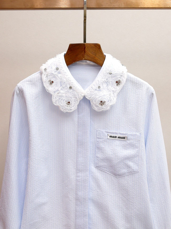 Μπλούζα BALISGA από πολυεστέρα, ριγέ σχέδιο, μακριά μανίκια, μικρή γιακά, άνετη εφαρμογή