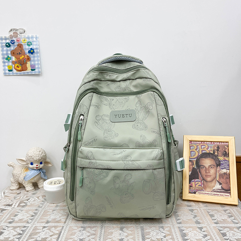 Nylon ruksak s tiskom medvjedića, velik kapacitet, prozračno i vodootporno, zakrivljene naramenice