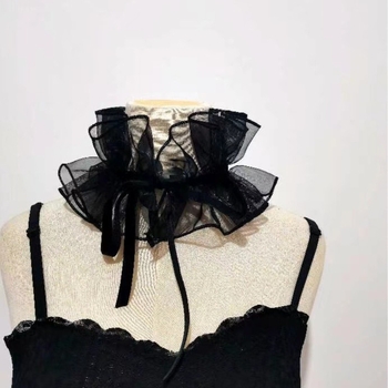 Organza lažni ovratnik za žene – slatka, svestrana šal za vrat sa vezom; jednobojni uzorak; Materijal: organza; Podstava: Drugo; Proljeće 2023