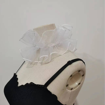 Organza lažni ovratnik za žene – slatka, svestrana šal za vrat sa vezom; jednobojni uzorak; Materijal: organza; Podstava: Drugo; Proljeće 2023