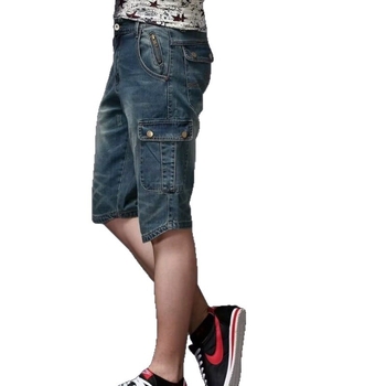 Muške traperice Capri dužine, istrošeni vintage izgled, pamuk, s mnogo džepova, cargo stil