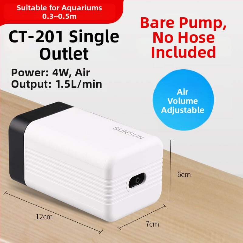 SUNSUN Sensen CT-sorozat akváriumi oxigénszivattyú, halk működésű oxigén-aerátor, AC tápegység, 0,3 kg, 40 dB