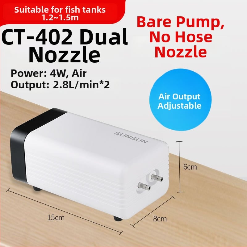 SUNSUN Sensen CT-sorozat akváriumi oxigénszivattyú, halk működésű oxigén-aerátor, AC tápegység, 0,3 kg, 40 dB