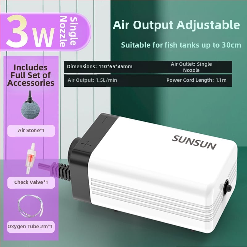 SUNSUN Sensen CT-sorozat akváriumi oxigénszivattyú, halk működésű oxigén-aerátor, AC tápegység, 0,3 kg, 40 dB