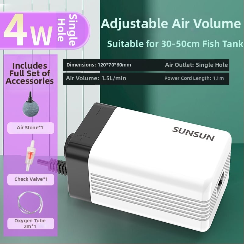 SUNSUN Sensen CT-sorozat akváriumi oxigénszivattyú, halk működésű oxigén-aerátor, AC tápegység, 0,3 kg, 40 dB