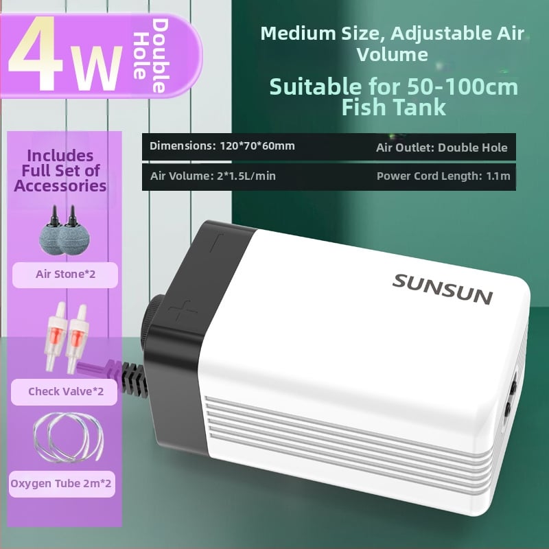 SUNSUN Sensen CT-sorozat akváriumi oxigénszivattyú, halk működésű oxigén-aerátor, AC tápegység, 0,3 kg, 40 dB
