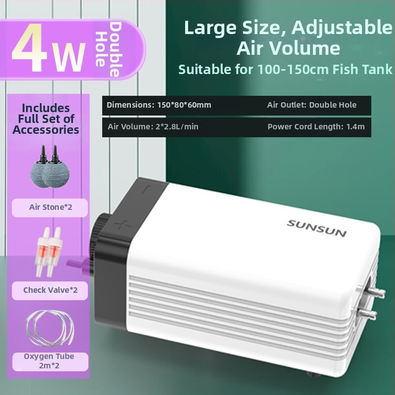 SUNSUN Sensen CT-sorozat akváriumi oxigénszivattyú, halk működésű oxigén-aerátor, AC tápegység, 0,3 kg, 40 dB
