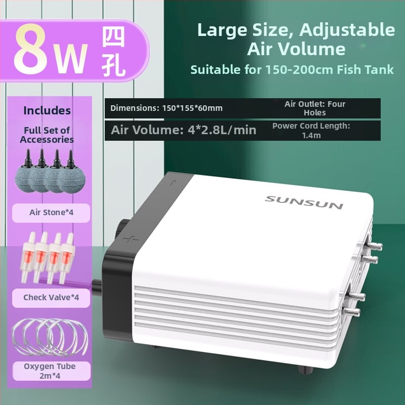 SUNSUN Sensen CT-sorozat akváriumi oxigénszivattyú, halk működésű oxigén-aerátor, AC tápegység, 0,3 kg, 40 dB