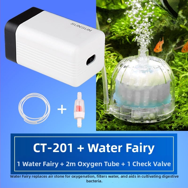 SUNSUN Sensen CT-sorozat akváriumi oxigénszivattyú, halk működésű oxigén-aerátor, AC tápegység, 0,3 kg, 40 dB