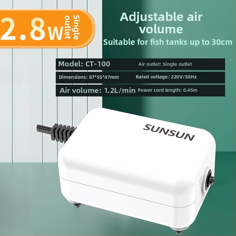 SUNSUN Sensen CT-sorozat akváriumi oxigénszivattyú, halk működésű oxigén-aerátor, AC tápegység, 0,3 kg, 40 dB