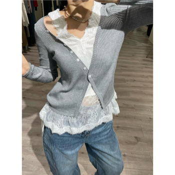 Chenille kötött pulóver Spandex-tartalommal, polo gallérral, princess ujjak, tavasz 2025