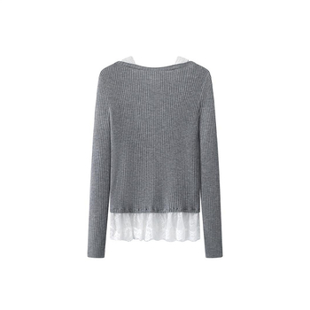 Chenille kötött pulóver Spandex-tartalommal, polo gallérral, princess ujjak, tavasz 2025