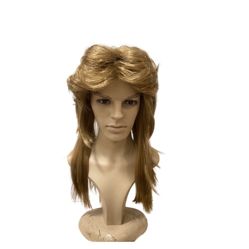 Férfi mullet paróka 80-as évek cosplay Halloween-re (Modell Ruoxiang-151; Hajanyag: K-wire / P-wire; Eredet: Zhejiang; Festés: Nem alkalmas forró festéshez)