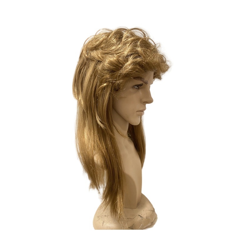 Férfi mullet paróka 80-as évek cosplay Halloween-re (Modell Ruoxiang-151; Hajanyag: K-wire / P-wire; Eredet: Zhejiang; Festés: Nem alkalmas forró festéshez)