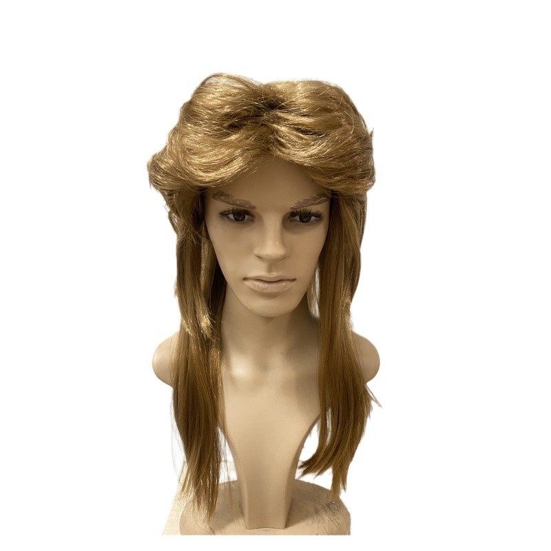 Férfi mullet paróka 80-as évek cosplay Halloween-re (Modell Ruoxiang-151; Hajanyag: K-wire / P-wire; Eredet: Zhejiang; Festés: Nem alkalmas forró festéshez)