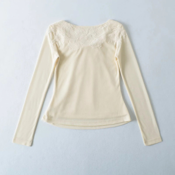 Ženska majica s dugim rukavima od mješavine Tencel Lyocell, patch stil, U-izrez, uski kroj