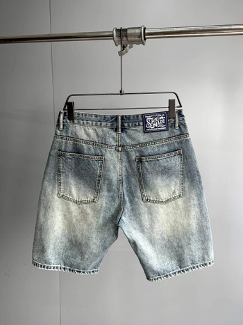 Férfi denim rövidnadrág - egyenes fazon, öt pont hossz, 73,6% pamut, mikroelasztikus