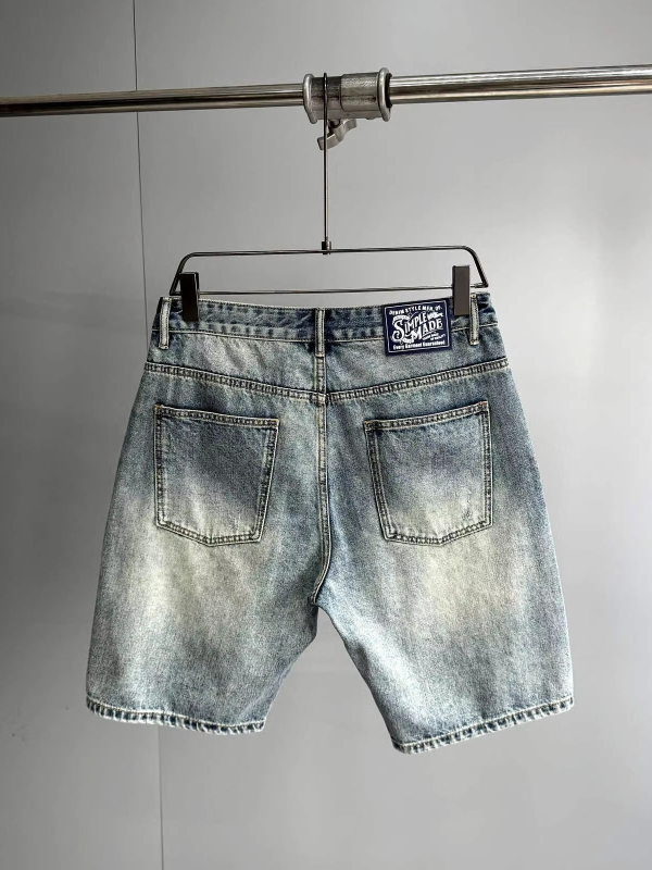 Férfi denim rövidnadrág - egyenes fazon, öt pont hossz, 73,6% pamut, mikroelasztikus