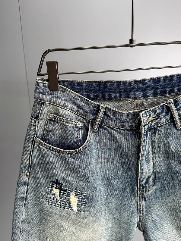 Férfi denim rövidnadrág - egyenes fazon, öt pont hossz, 73,6% pamut, mikroelasztikus