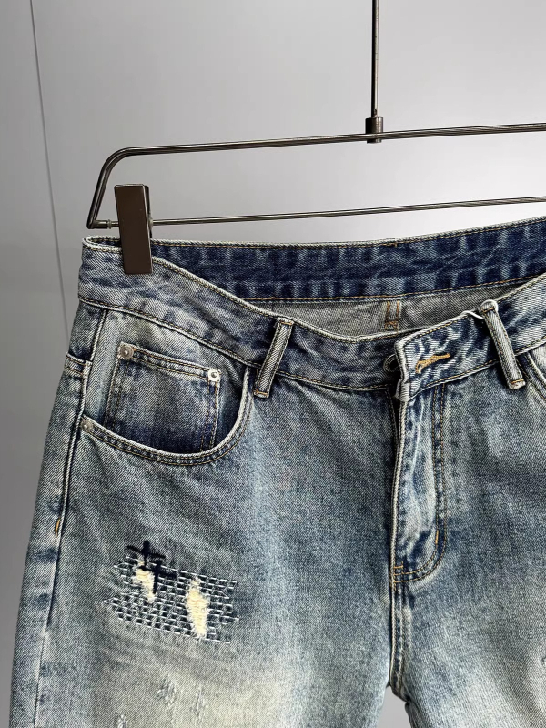 Férfi denim rövidnadrág - egyenes fazon, öt pont hossz, 73,6% pamut, mikroelasztikus