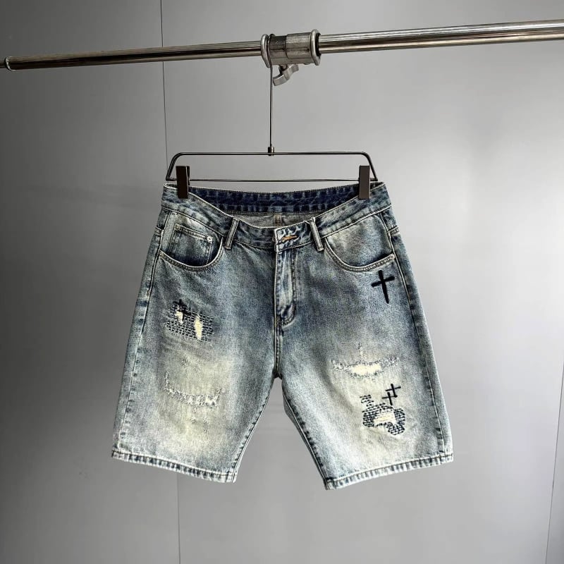 Férfi denim rövidnadrág - egyenes fazon, öt pont hossz, 73,6% pamut, mikroelasztikus