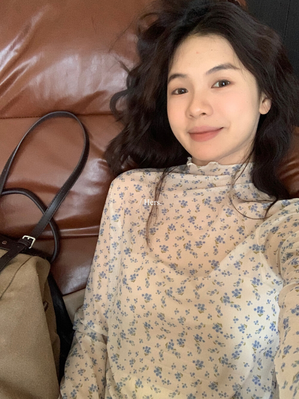Hers Casual korejskog stila slojevita čipkasta bluza s cvjetnim uzorkom, visoki ovratnik, dugi rukavi
