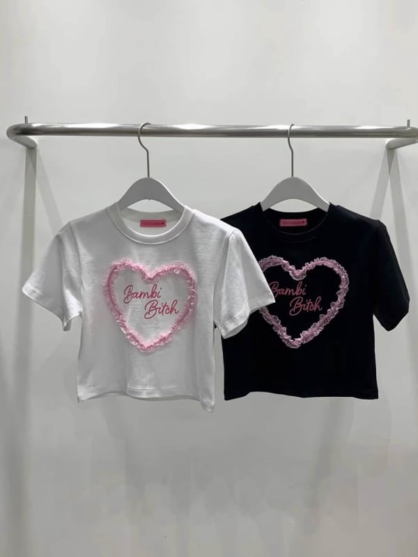Pamučna majica s otiskom slova, kratki rukav, kružni izrez, uski kroj, školski stil
