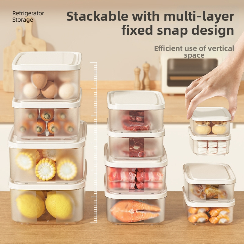 Kutija za čuvanje hrane u hladnjaku, kremasti stil, kvadratnog oblika, plastična, mikrovalno sigurna