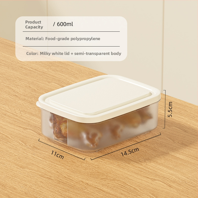 Kutija za čuvanje hrane u hladnjaku, kremasti stil, kvadratnog oblika, plastična, mikrovalno sigurna