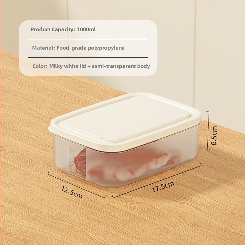 Kutija za čuvanje hrane u hladnjaku, kremasti stil, kvadratnog oblika, plastična, mikrovalno sigurna